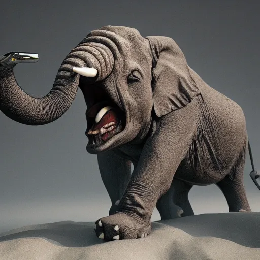 Prompt: evil diamond screaming elephant kaiju, cinematic, epic scale, hyper detailed, photorealistic, rule of thirds, 8 k.