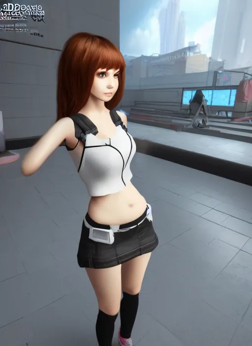 Prompt: ai 3 d girl in metaverse ; unreal engine ; wide angle ; 3 d ; highly detailed