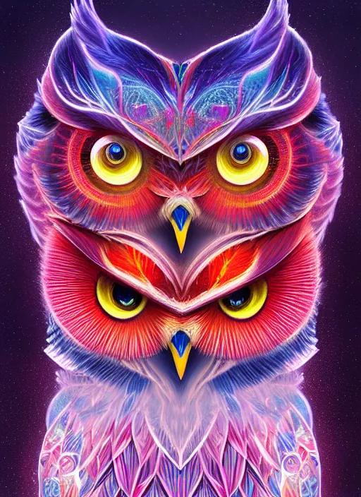 Image similar to symmetry!! product render poster vivid colors divine proportion owl, ice and snow, glowing fog intricate, elegant, highly detailed, digital painting, artstation, concept art, smooth, sharp focus, illustration,