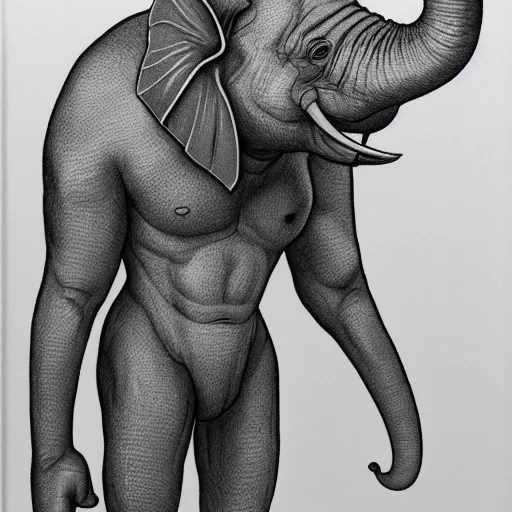 Image similar to full body portrait of a muscular anthropomorphic!!! elephant wearing pants