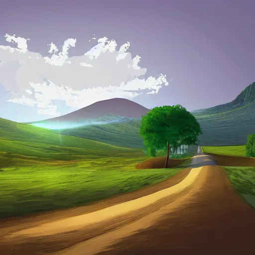 Image similar to a beautiful landscape, 6 point perspective, digital art