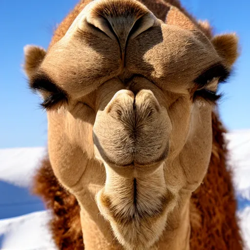 Prompt: a camel in the snow