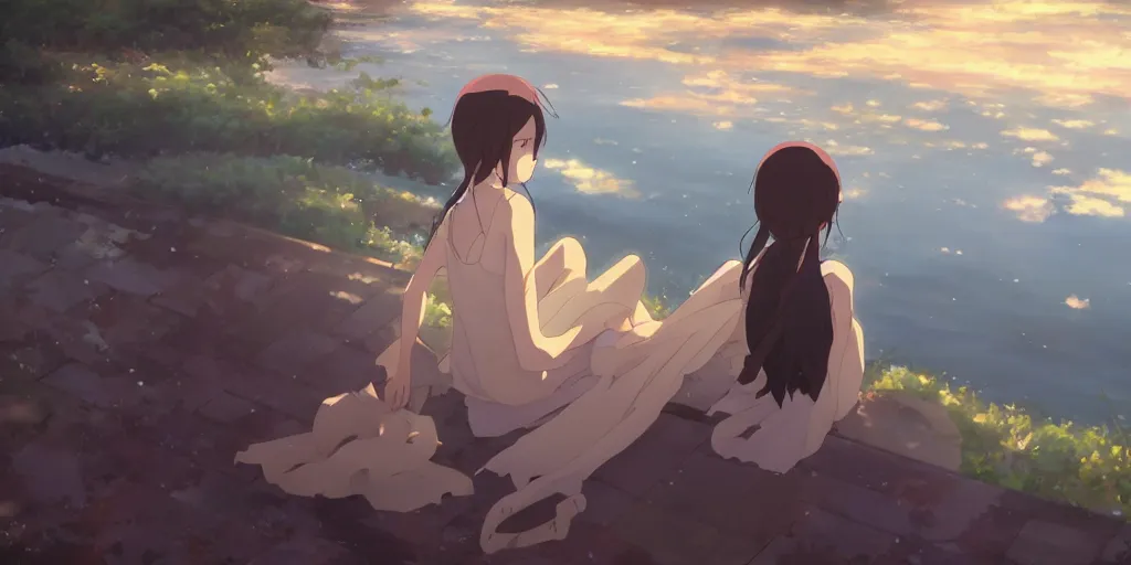 Image similar to girl ; the most beautiful painting in the world ; by makoto shinkai