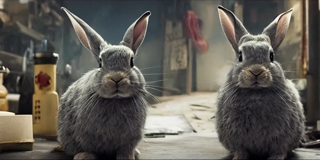 Image similar to a rabbit in the movie the batman from 2 0 2 2, screenshot