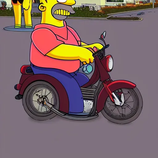 Image similar to Homer Simpson in GTA V, cover art by Stephen Bliss, artstation, no text