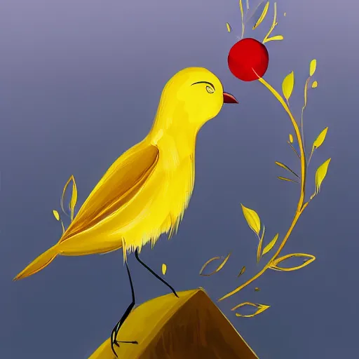 Image similar to an elegant yellow!! bird!!! wearing a crown!!! and a red! bow!! tie!!, very very beautiful, high quality, detailed, 4k, digital art, artstation, smooth