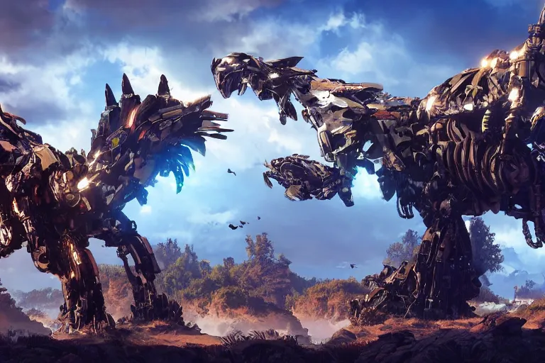 Image similar to glinthawk machine mecha animal beast robot of horizon forbidden west horizon zero dawn bioluminiscence global illumination ray tracing hdr fanart arstation by sung choi and eric pfeiffer and gabriel garza and casper konefal