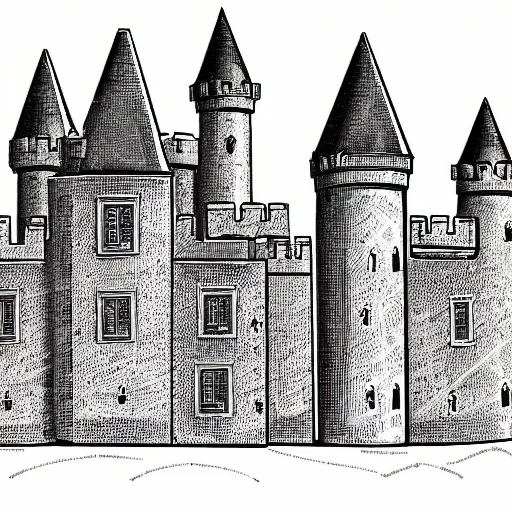 Image similar to a complex castle illustration from electronics schematics.