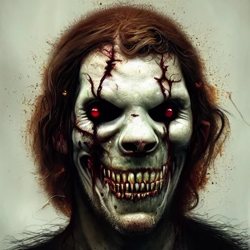 Image similar to aphex twin aka richard david james as a zombie, 7 days to die zombie, gritty background, fine art, award winning, intricate, elegant, sharp focus, cinematic lighting, digital painting, 8 k concept art, art by michael hussar, art by brom, art by guweiz and z. w. gu, 8 k