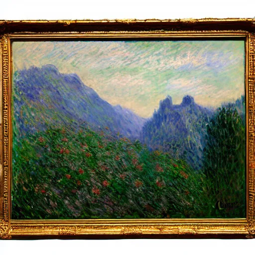 Prompt: Claude Monet Mountainous Landscape, 1860, oil on canvas