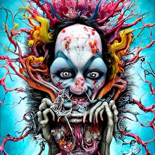 Prompt: Beautiful Hyperdetailed Fear and Loathing in Wonderland fantasy art by Alex Pardee and Nekro and Seb McKinnon, psychedelic, other dimensions, unstirred paint, vivid color, cgsociety 4K