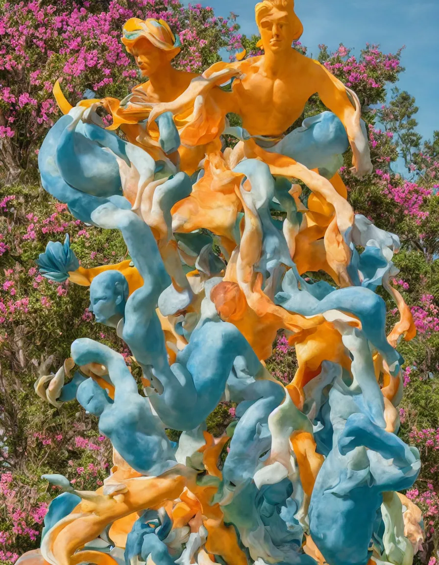 Image similar to a cowboy turning into blooms. tropical sea slugs. complementary colors. national geographic. 8 k, rendered in octane, smooth gradients. sculpture by antonio canova by slim aarons, by zhang kechun, by lynda benglis, by frank frazetta.