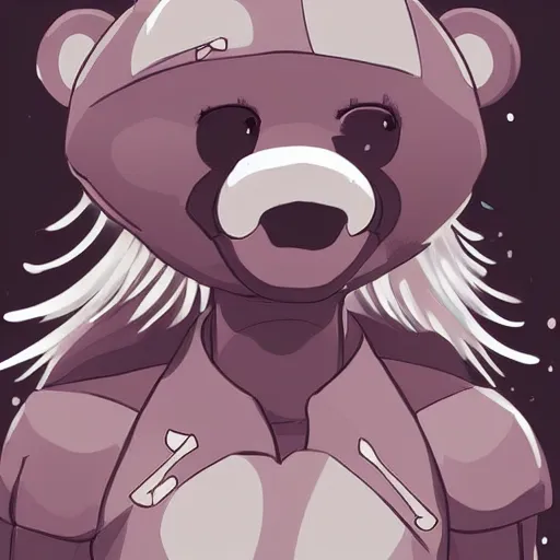 Image similar to cute anthro anime bear, digital art