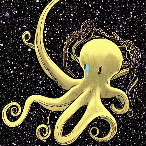 Image similar to an octopus giving birth to the universe