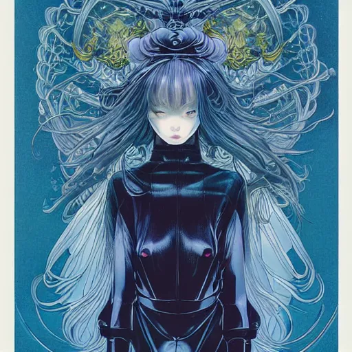 Image similar to portrait of dream anime girl, symmetrical, by yoichi hatakenaka, masamune shirow, josan gonzales and dan mumford, ayami kojima, takato yamamoto, barclay shaw, karol bak, yukito kishiro, areuz