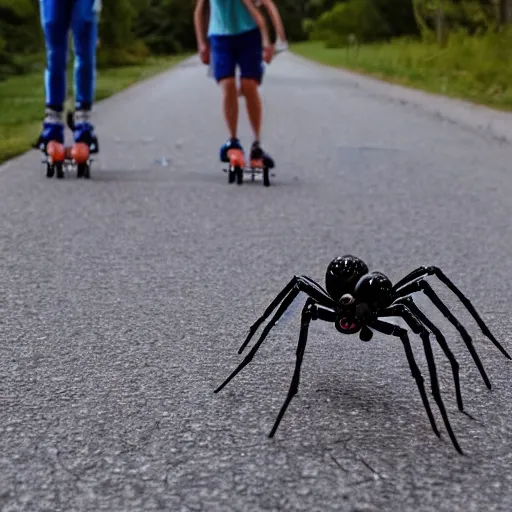 Image similar to spiders on rollerblades