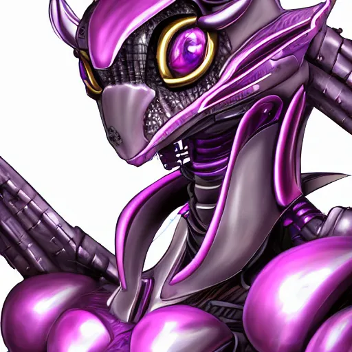 Image similar to detailed mawshot of a beautiful stunning anthropomorphic hot robot mecha female dragon, silver sharp streamlined armor, fuchsia flesh, dragon art, furry art, vore, glowing purple eyes, furaffinity, DeviantArt, Eka's Portal, G6