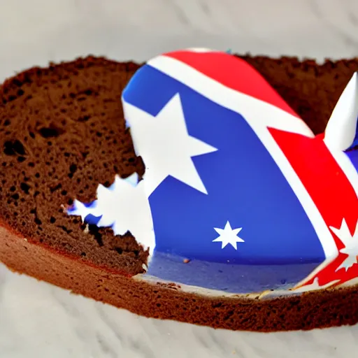 Image similar to slice of birthday cake with the pattern of the australian flag on the side