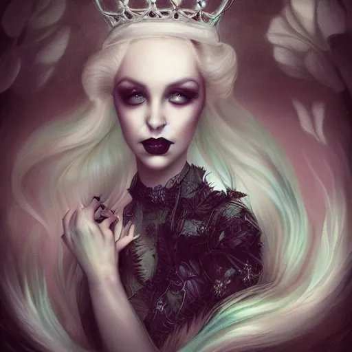 Image similar to of a surreal Portrait inspired by Natalie Shau,Charlie bowater,Anna Dittman,frog,crown,mermaid scales,cinematic