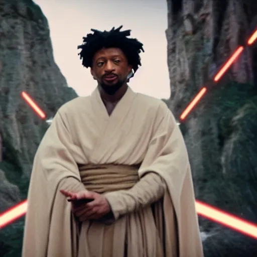 Image similar to 2 1 savage as a jedi master cinematic scene, wide angle, full body, 3 5 mm