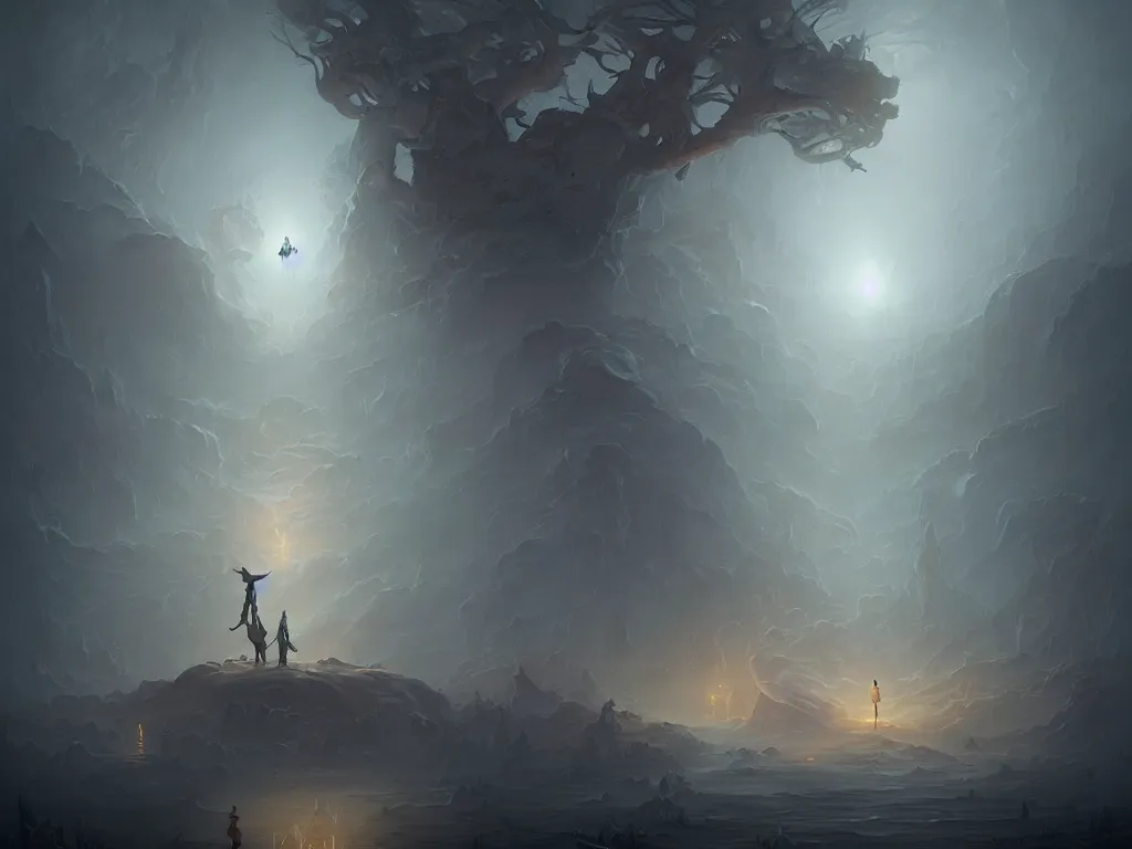 Image similar to realm of ghosts, by peter mohrbacher and mikko lagerstedt