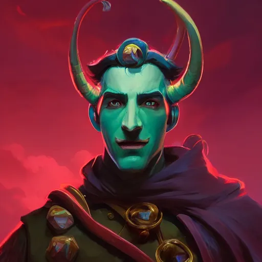 Image similar to handsome tiefling portrait, maya ali mage, gloomhaven, dynamic lighting, gaudy colors, octane render aesthetic, matte painting concept art, official fanart behance hd artstation by jesper ejsing, by rhads and makoto shinkai and lois van baarle and ilya kuvshinov and rossdraws