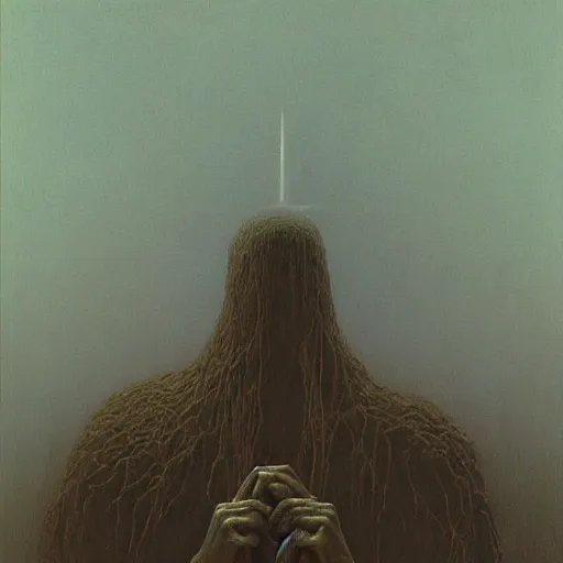 Prompt: zealot by Zdzisław Beksiński, oil on canvas