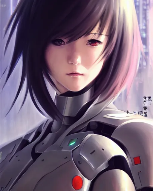 Image similar to portrait Anime Girl in mecha armor in night tokyo Sharp fine face pretty face, realistic shaded Perfect face, fine details. Anime. cyberpunk realistic shaded lighting by katsuhiro otomo ghost-in-the-shell, magali villeneuve, artgerm, rutkowski Jeremy Lipkin and Giuseppe Dangelico Pino and Michael Garmash and Rob Rey