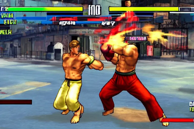 Prompt: ryan gosling in street fighter iv, in - game screenshot