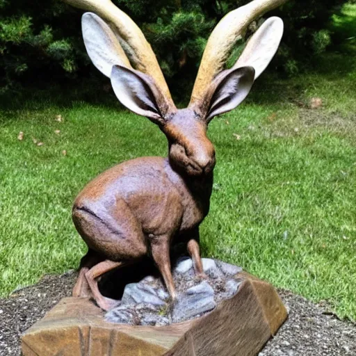 Prompt: A statue of a Jackalope