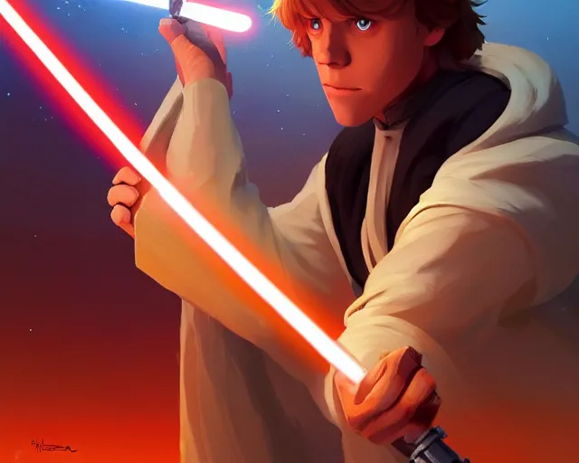 Image similar to luke skywalker from star wars a new hope, game design fanart by concept artist gervasio canda, behance hd by jesper ejsing, by rhads, makoto shinkai and lois van baarle, ilya kuvshinov