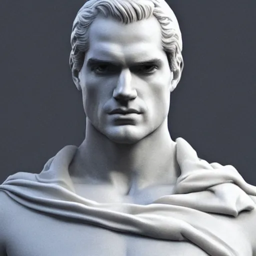 Image similar to henry cavill as as a baroque marble statue, hyper realistic, unreal render engine, studio shot, dynamic light, gallery