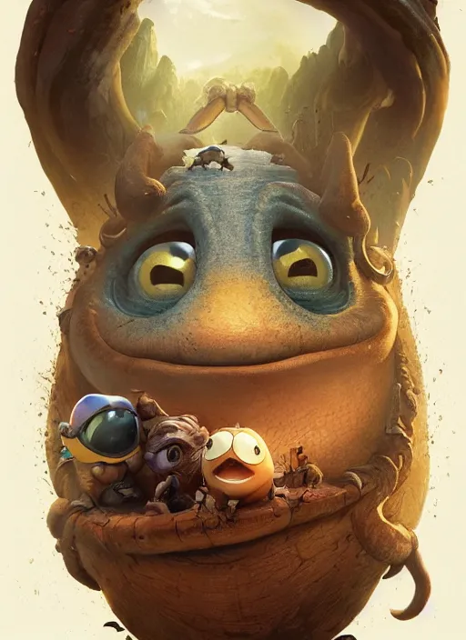 Prompt: round antropomorphic acorn in world adventure movie by nuri iyem, james gurney, james jean, greg rutkowski, anato finnstark. pixar. hyper detailed, 5 0 mm, award winning photography, perfect faces