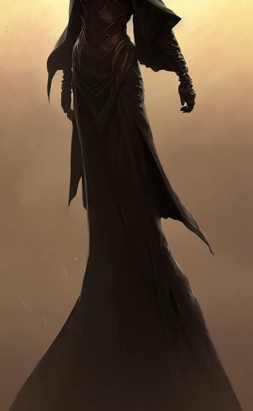 Prompt: Faceless librarian creature wearing a black robe, fantasy, highly detailed, digital painting, artstation, concept art, smooth, sharp focus, illustration, art by artgerm and greg rutkowski and alphonse mucha