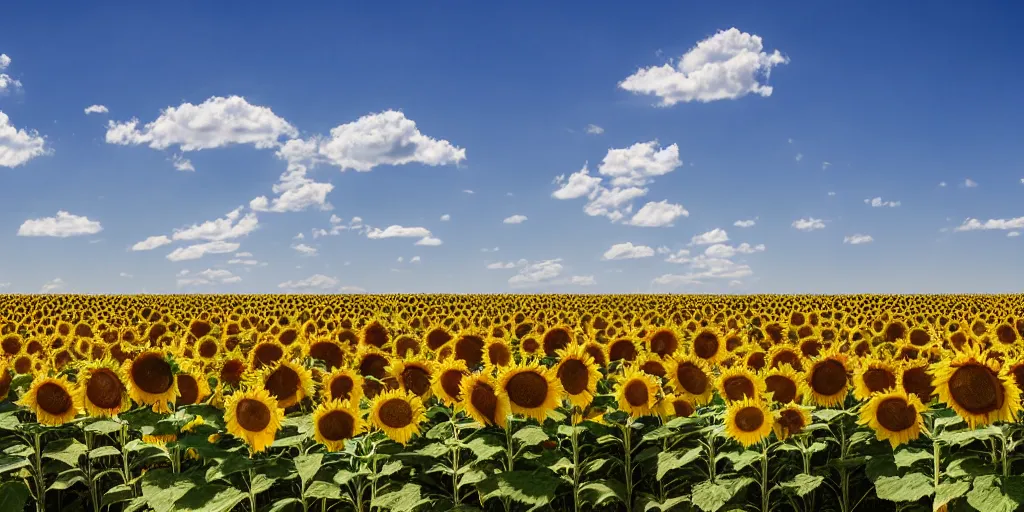 Image similar to sunflower field, blue sky, middle of field burning russian tank.