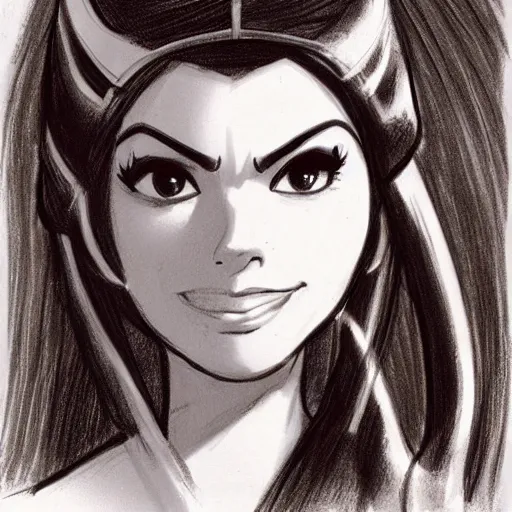 Image similar to milt kahl sketch of victoria justice as princess padme from star wars episode 3