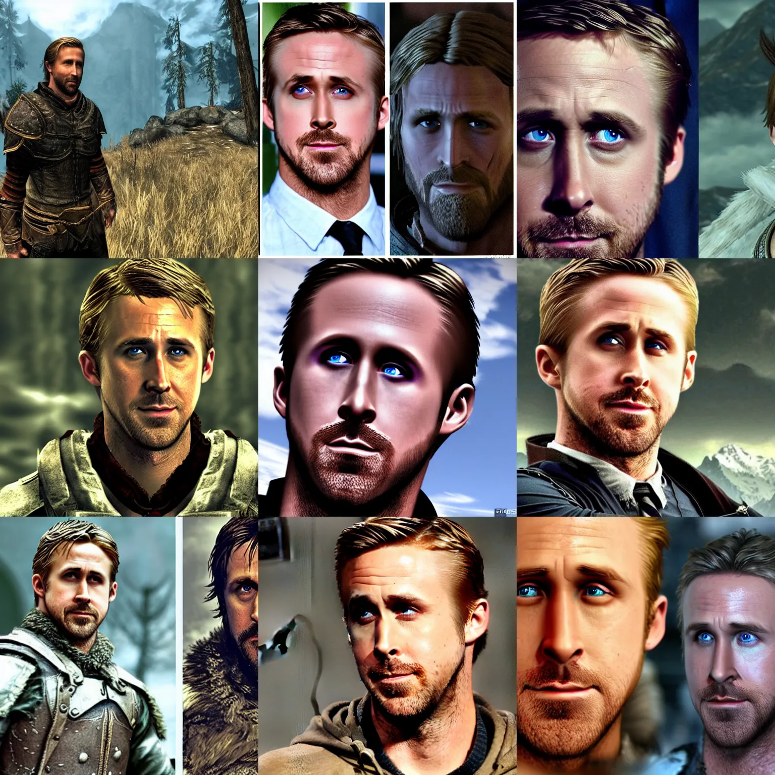 Prompt: Ryan Gosling as a character in Skyrim
