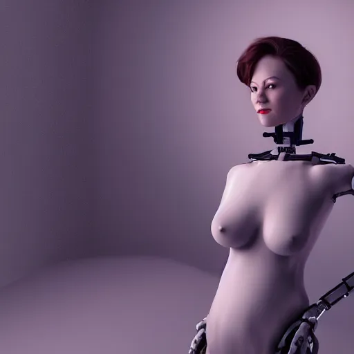 Prompt: female alive robot girl full frontal, anna uddenberg style, housewife, fur, 8 k, highly detailed