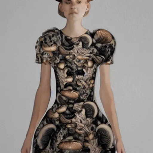 Prompt: “Haute couture mushroom dress”