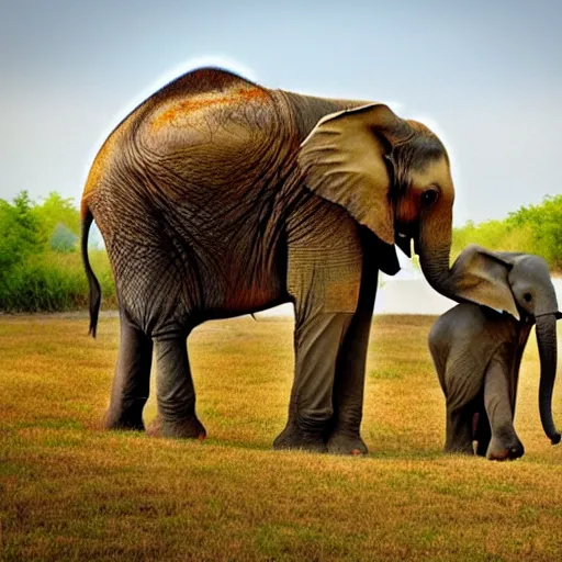 Prompt: colorful mother and baby elephant by nik ainley, vibrant, 8 k