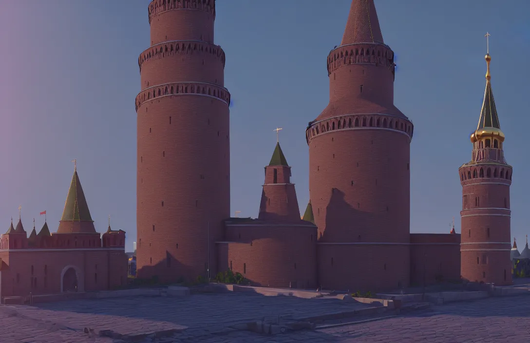 Image similar to rocket in the form of the kremlin tower starting off!!!, unreal engine 5, insanely detailed, raytracing, octane, unreal engine, trending on artstation