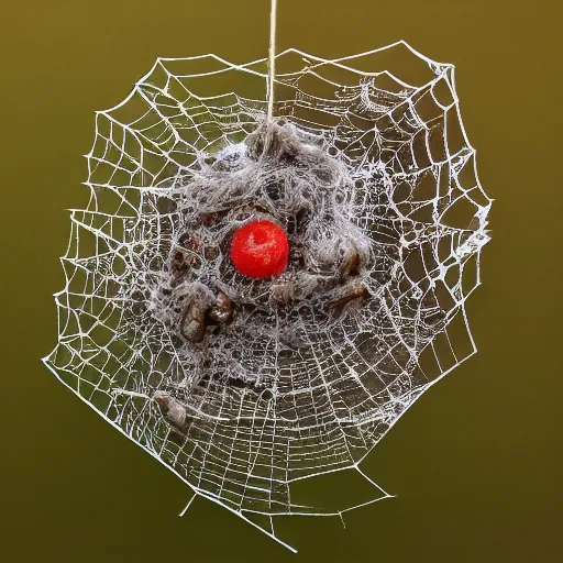 Image similar to a burger shaped spider nest