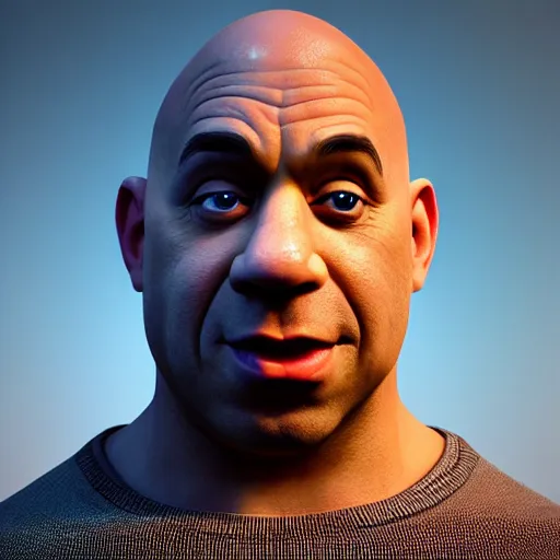 Image similar to Vin diesel face as Shrek , tentacles, unnatural shapes, jellyfish, insect, octane render, 3d digital art by beeple, unreal engine 5, award winning