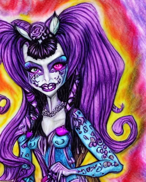 Prompt: josephine wall water colored pencils monster high universe clawdeen wolf fullmoon