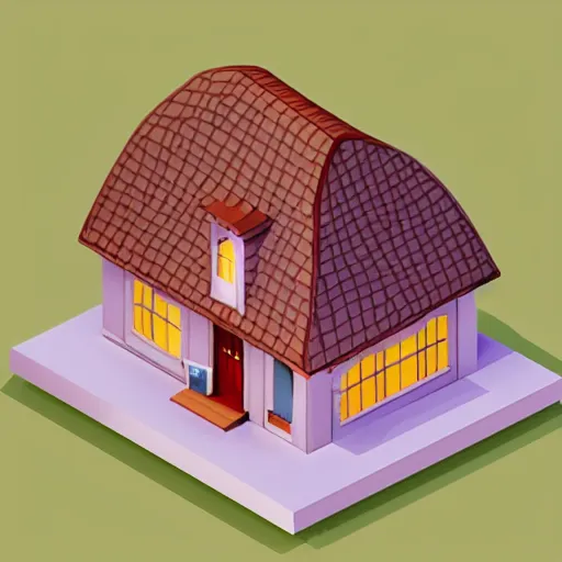 Prompt: isometric, cute, cozy cottage, 3d rendered, art station