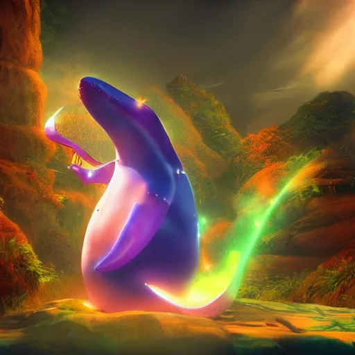 Image similar to a colourful wise magic whale, digital art, unreal engine, epic lighting, amazing, dreamlike, 3d render