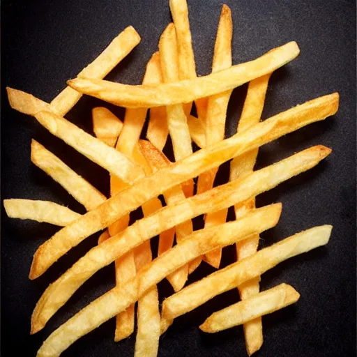 Image similar to ( ( stephen fry ) ) is [ made of ] [ french fries ] hybrid intercross mix