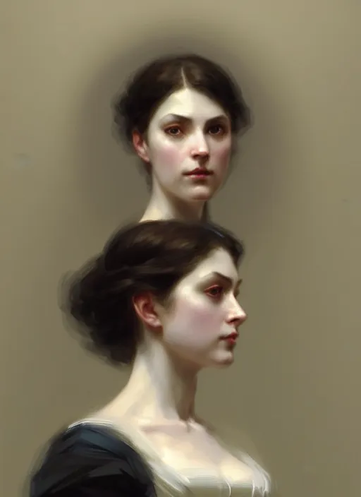 Image similar to character concept portrait of a stoic and proud Victorian dressed woman , pale face, intricate, elegant, digital painting, concept art, smooth, sharp focus, illustration, from Metal Gear, by Ruan Jia and Mandy Jurgens and William-Adolphe Bouguereau, Artgerm