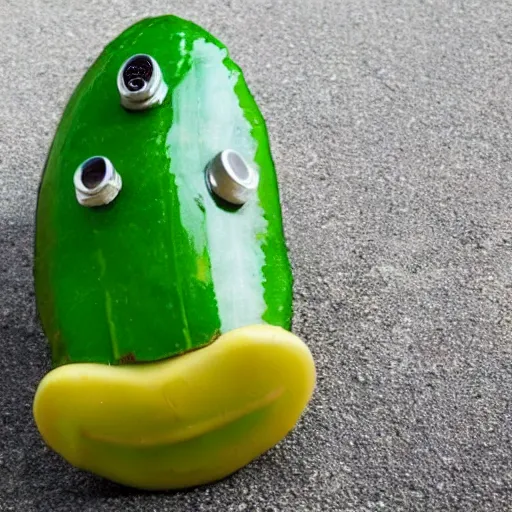 Prompt: a car made out of a pickle,
