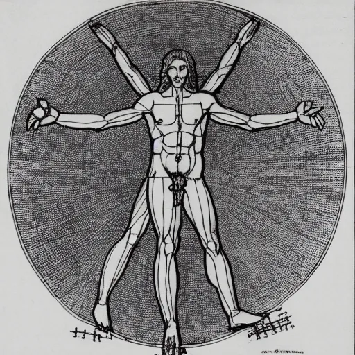 Prompt: vitruvian man sketch of a 6-winged angel wearing ornate armor